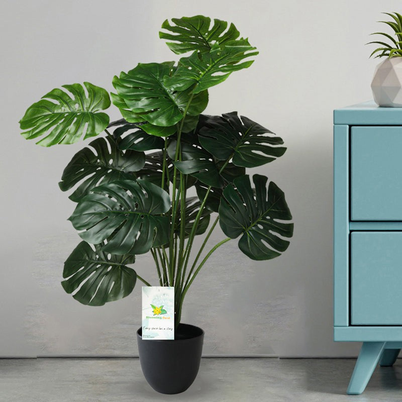 Faux Everlasting Monstera Artificial Plant With Black Plastic Pot - 74 cm (2.4 ft) image 5