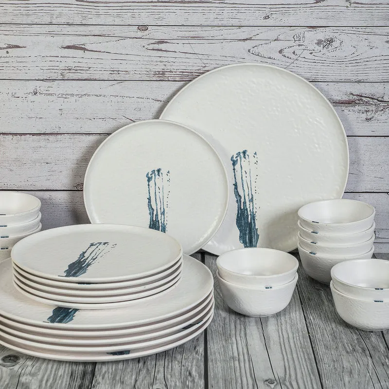 Stripe Swipe Melamine Dinner Set (White) - 24 Piece Set media 3
