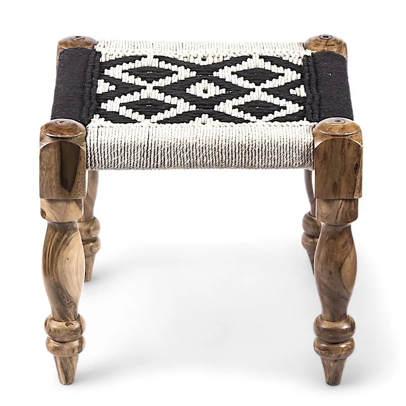 Calrix Sheesham Wooden Bench with Stools (Black,White) - Three Piece Set media 9