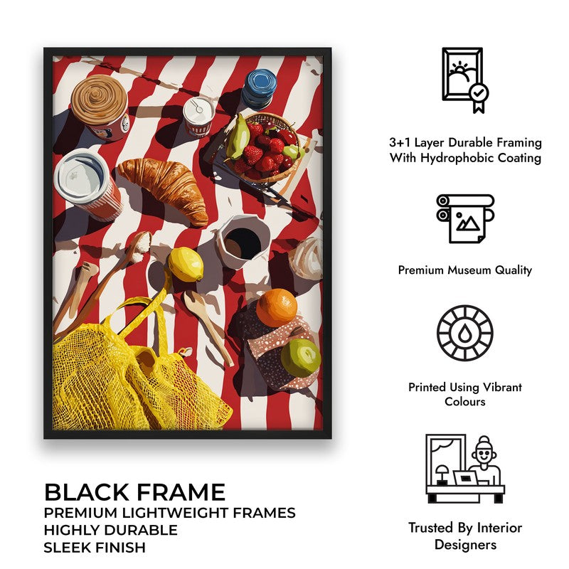 Ocean Platter Canvas Wall Painting - Black Frame media 9