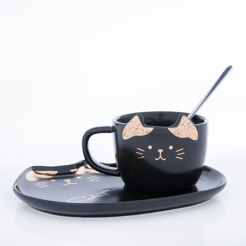 Whisker Tales Black Mug & Snack Plate (200 ML) - Three Piece Set media 3