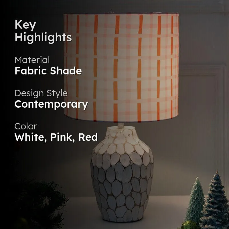 Merry Grid Yvie Fabric Table Lamp - White,Pink,Red - 2