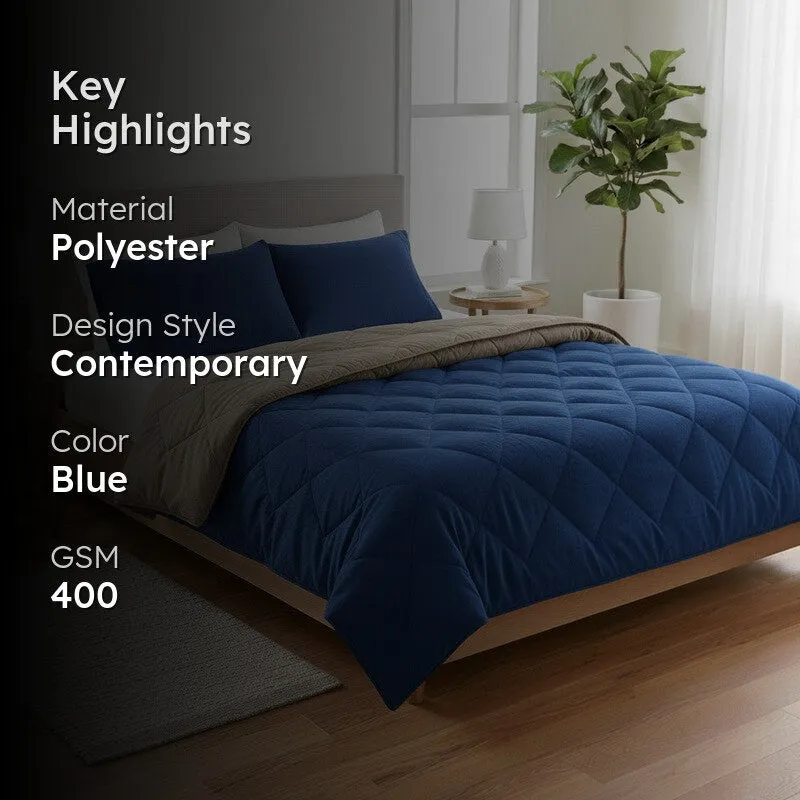 Plumora Reversible Comforter (Blue & Beige) - 400 GSM media 2