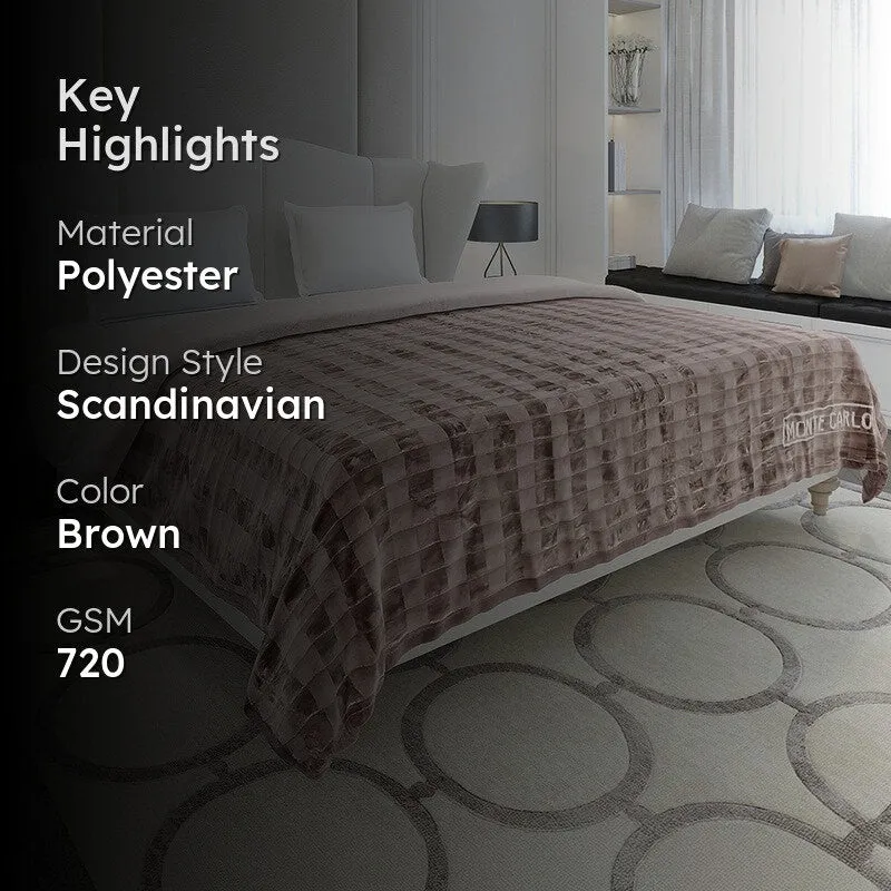 Monte Carlo Velvet Whisper Blanket (Brown) - 720 GSM media 2
