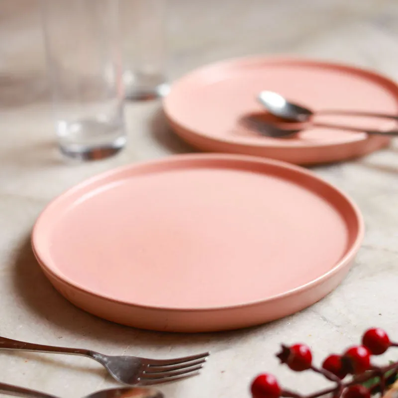 Fired Form Ceramic Dinner Plate (Pink) - Set Of Two media 4