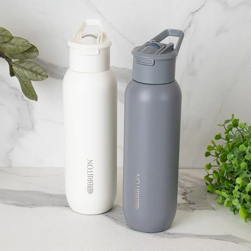 Sleek Sip Hot & Cold Thermos Water Bottle (White & Grey, 630 mL Each) - Set Of Two media 1