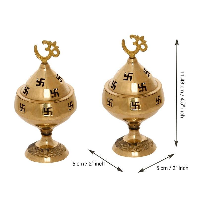 Om Swastik Brass Diya - Set Of Two media 4