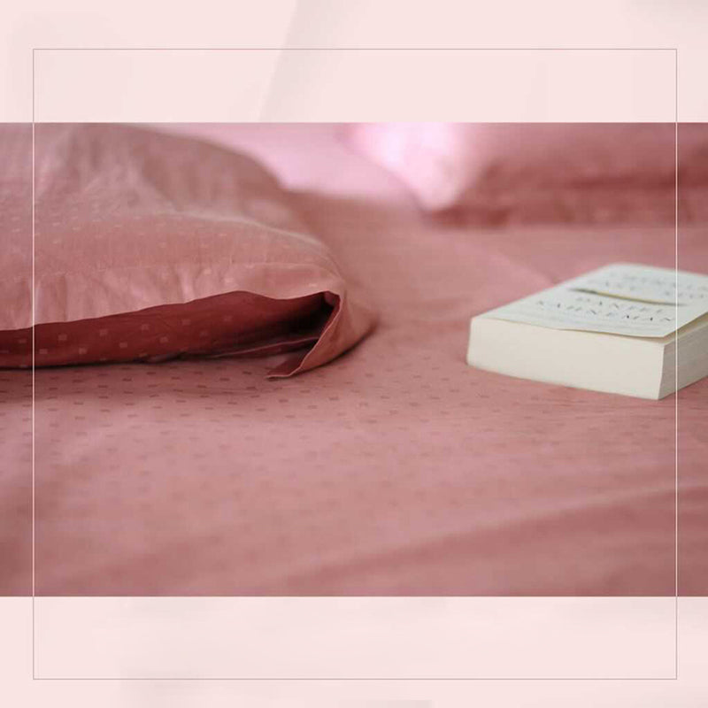 Swiss Dot Fitted Cotton Bedsheet (Earthy Rose) - 500 TC media 4