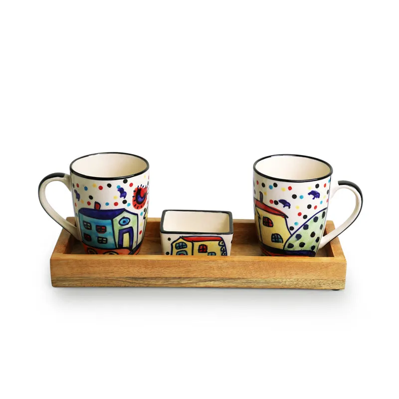Coastal Cottage Handpainted Ceramic High Tea Set (270 ML & 80 ML) - Four Piece Set media 3