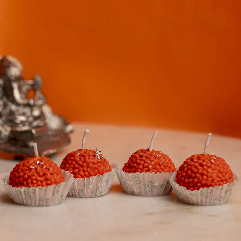 Motichoor Laddu Orange Scented Candle - Set Of Four media 4