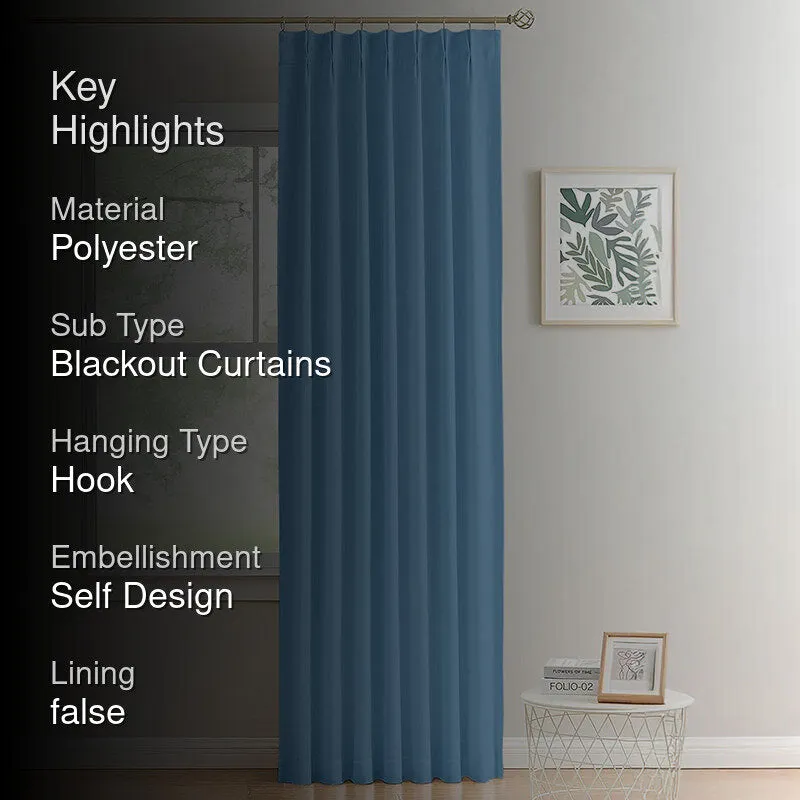 Noir Double Pinch Pleat Blackout Curtain - Sky Blue media 2