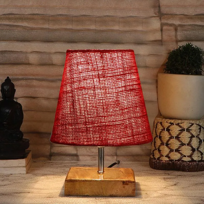 Tryda Jute Table Lamp - Maroon,Brown media 1