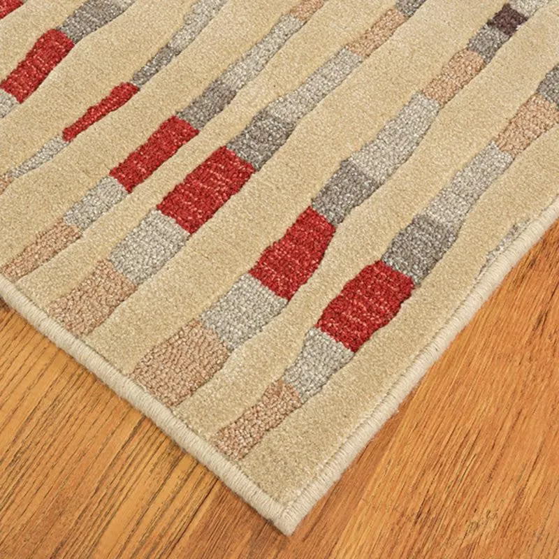 Iros Hand Tufted Geometric Wool & Nylon Carpet - Beige media 6