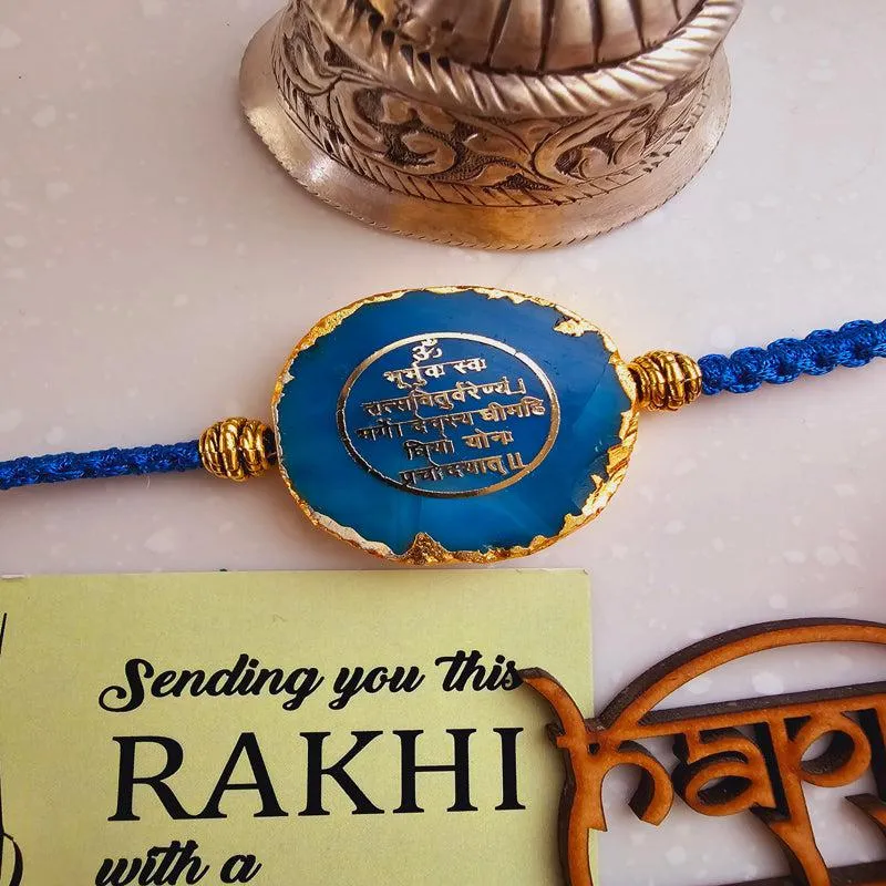 Gayathri Mantra Turquoise Agate Rakhi Gift Set media 5