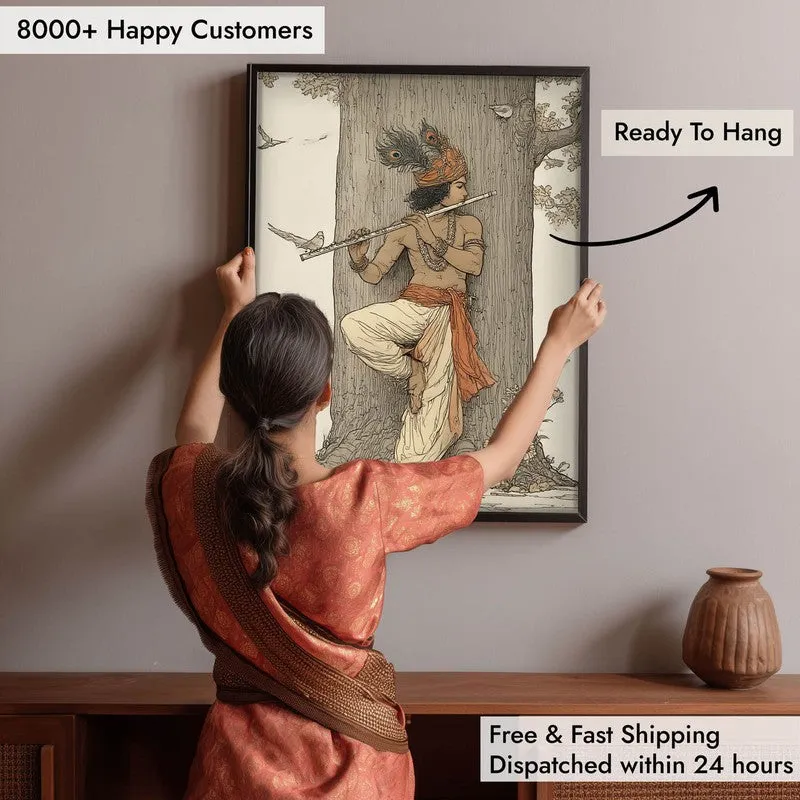 Lord Krishna Playing Fluit Archival Paper Wall Art media 5