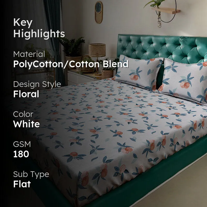 Bedsheet highlight image showing floral design and key details