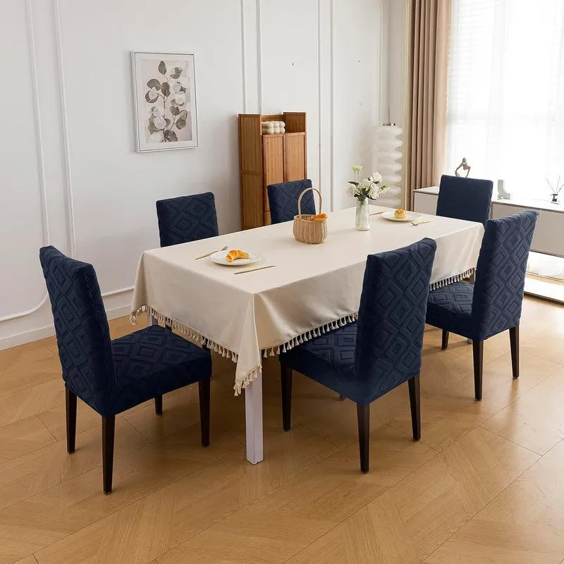 Diamante Jacquard Chair Cover (Navy Blue) - Set Of Six media 1