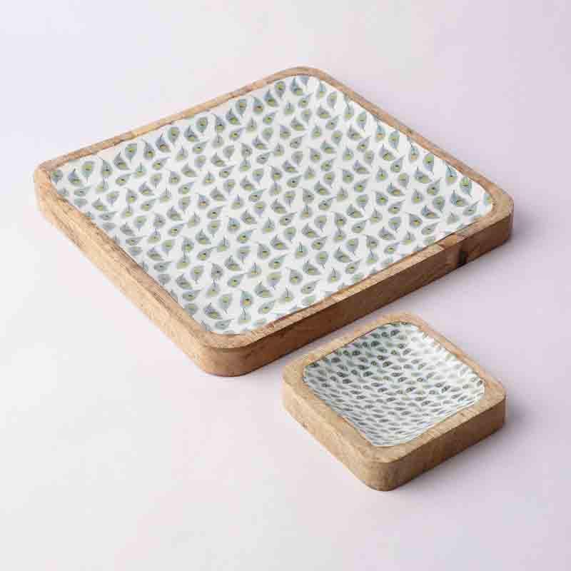 Feathered Wood Platter Set - Set of Two media 7