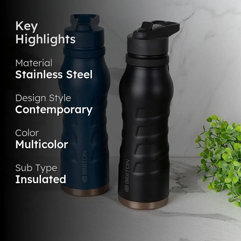 Epiquencher Hot & Cold Thermos Water Bottle (Blue & Black, 750 mL Each) - Set Of Two media 2