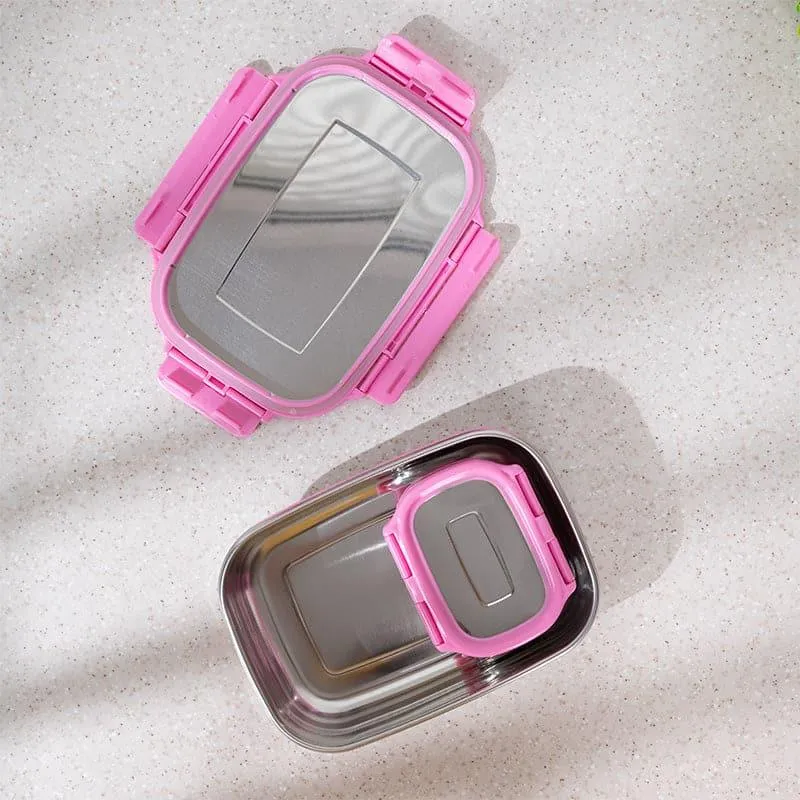 Vidora Pink Stainless Steel Lunch Box (775/150 mL) - Two Piece Set media 5