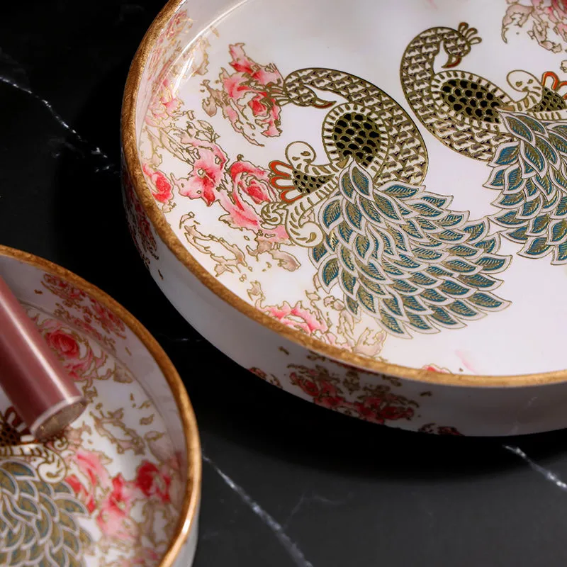 Golden Morni Enamel Coated Serving Tray (Round) - Set Of Two media 7