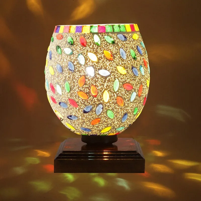 Lumenest Mosaic Glass Table Lamp With Wooden Base - Multicolor media 8