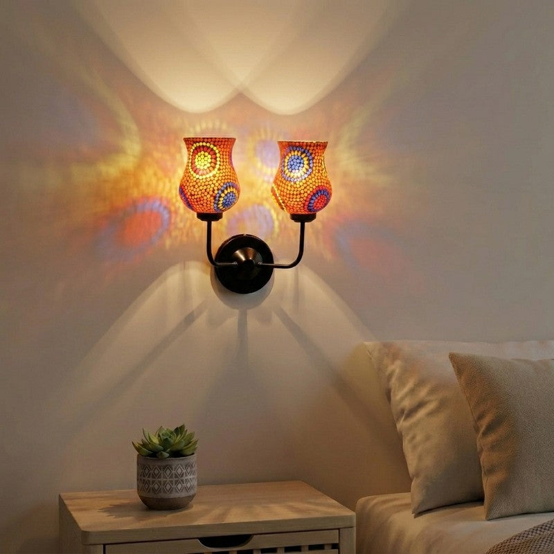 Mosaic Twin Sunburst Glass Wall Lamp
