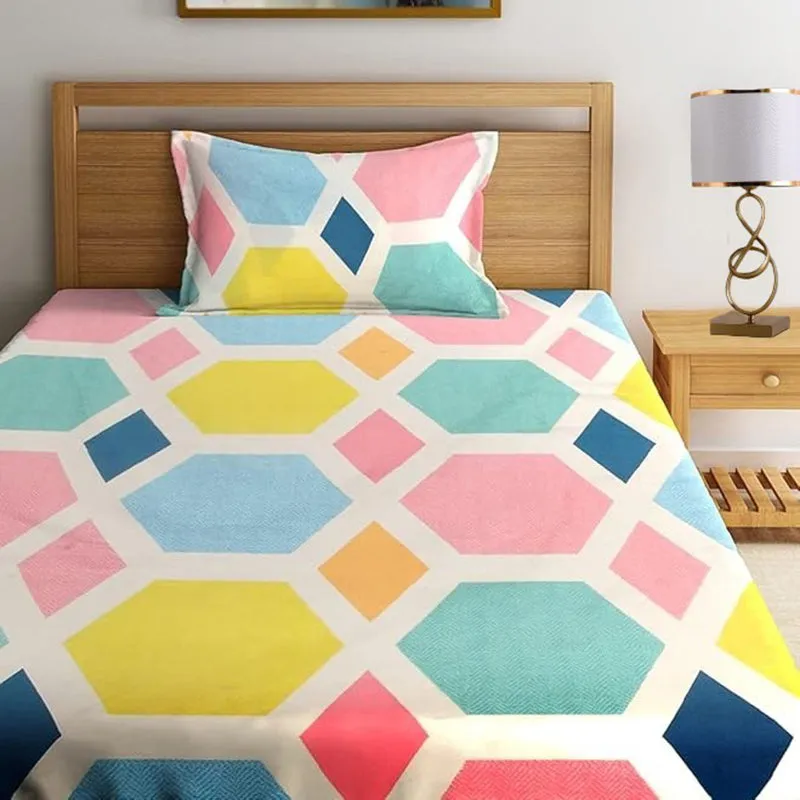 Agnes Geometric Microfiber Bedsheet (Multicolor) - 130 GSM media 1