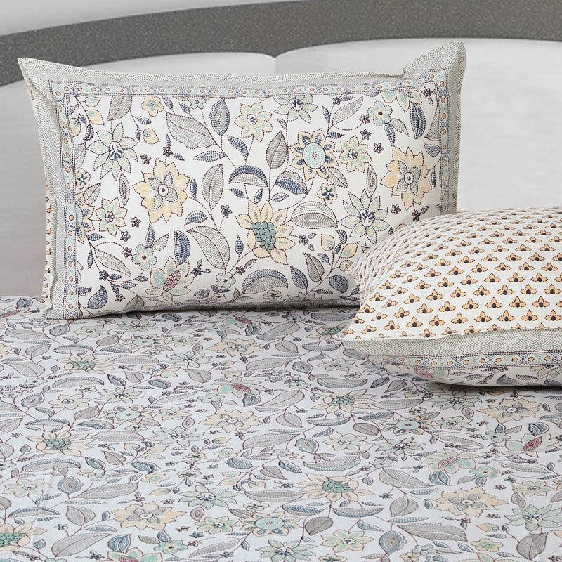 Rigavo Floral Cotton Bedsheet (Pale Yellow) - 160 TC media 4