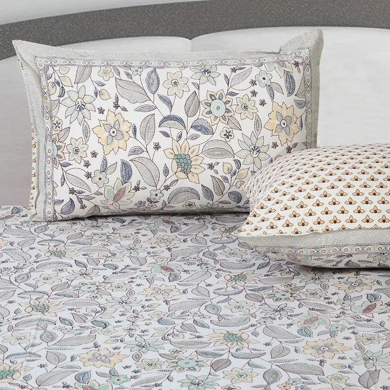 Rigavo Floral Cotton Bedsheet (Pale Yellow) - 160 TC media 4