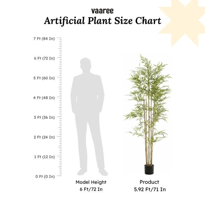 Arovi Artificial Natural Look Bamboo Plant With Black Plastic Pot- 5.9 ft media 7