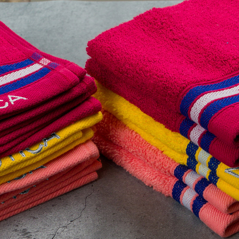 Nautica Dove Down Cotton Face Towel (Burgundy, Yellow & Coral) - Set Of Twelve media 5