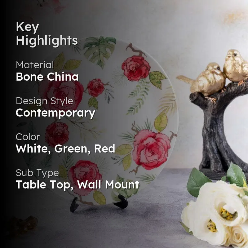 Misty Morning Roses Bone China Wall Plate media 2