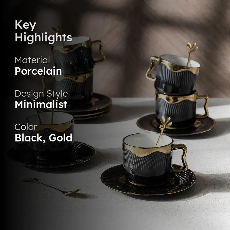 Hairi Cup & Saucer (Black) -Set of Six media 2