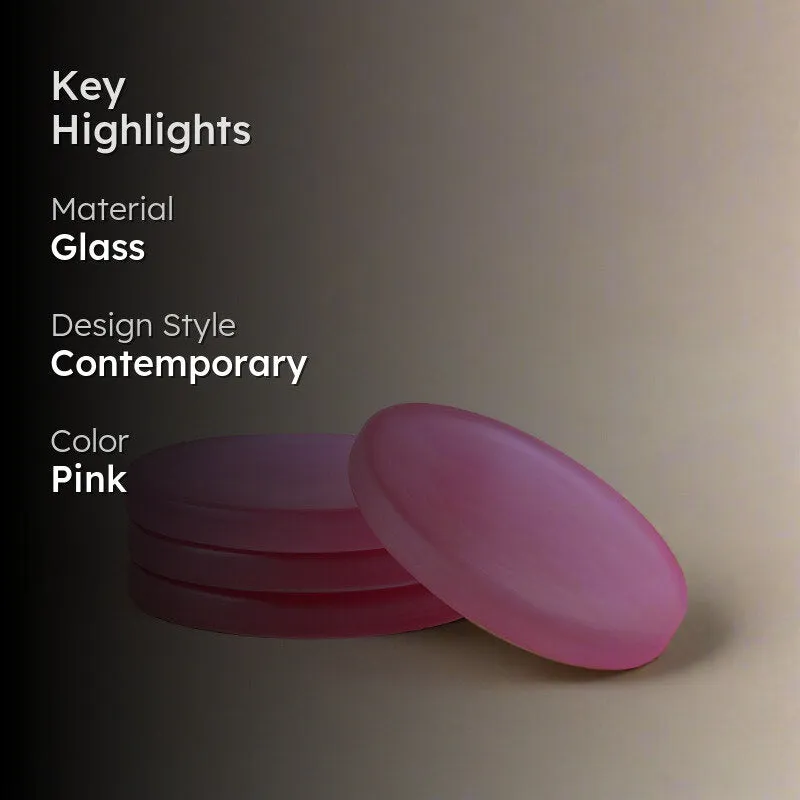 Gloassy Drop Glass Coaster (Pink) - Set Of Four media 2