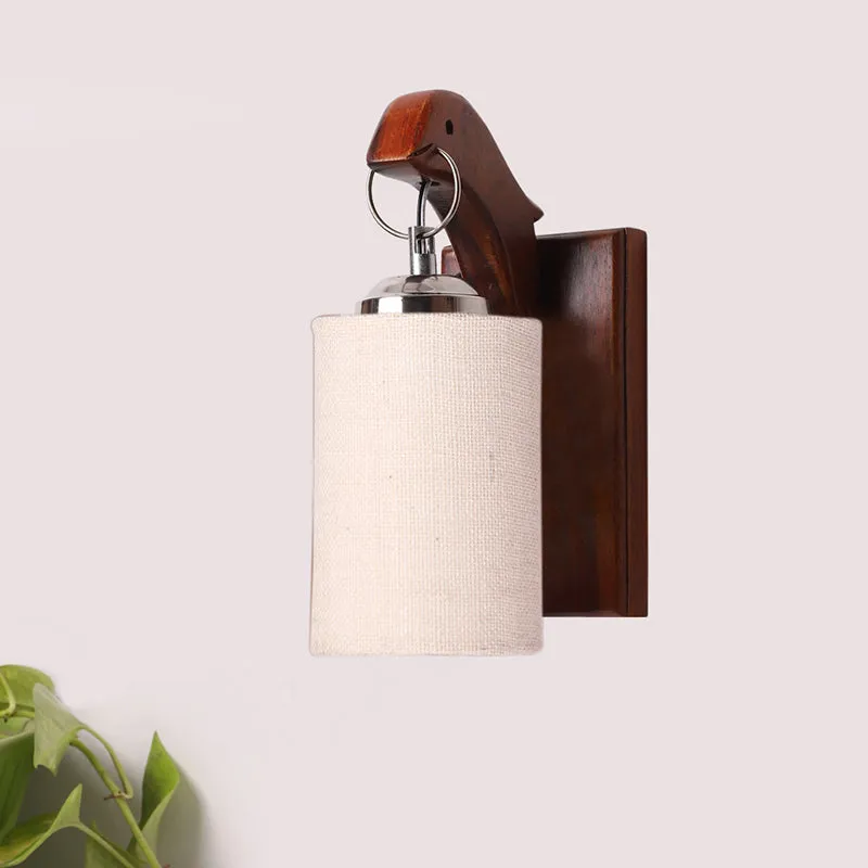 Estrella Jute & Wooden Wall Lamp - White media 3
