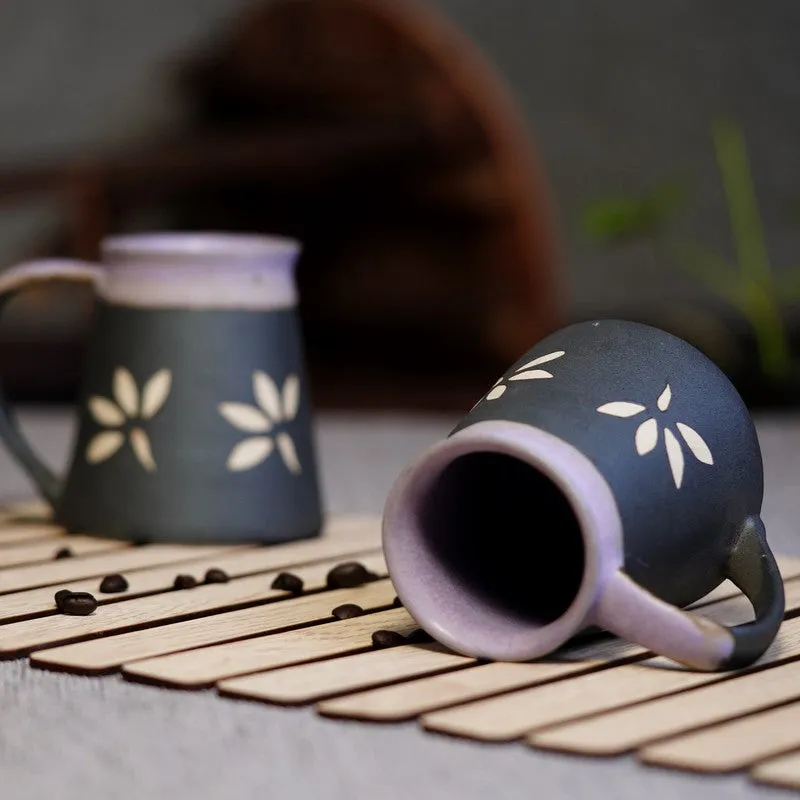 Ceramic Ceramic Coffee Mug (270 mL Each,Grey,Black) - Set Of Two media 3