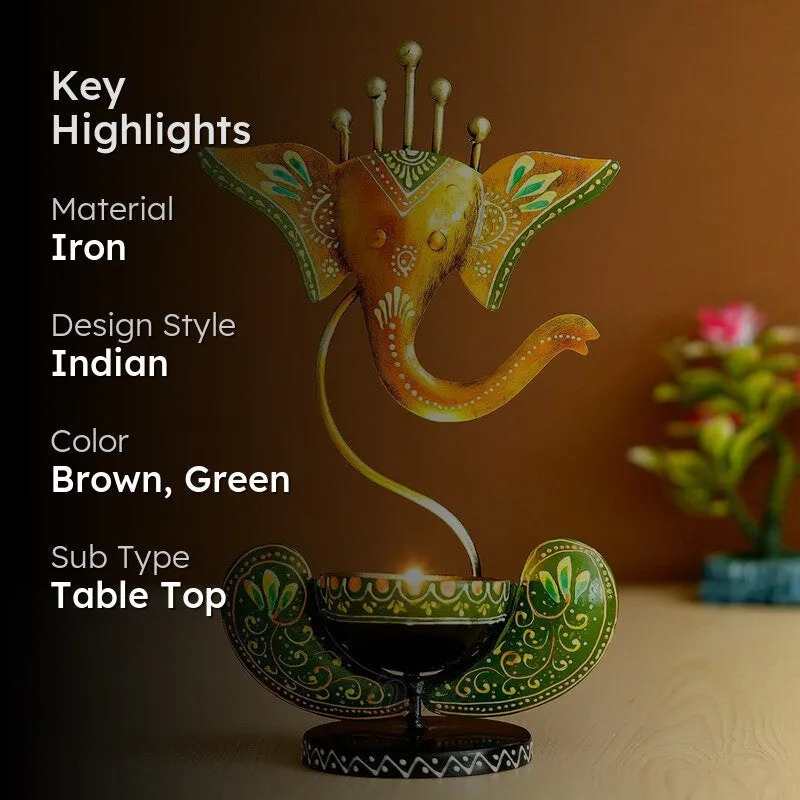 Aureum Glow Premium Candle Holder - Brown,Green media 2