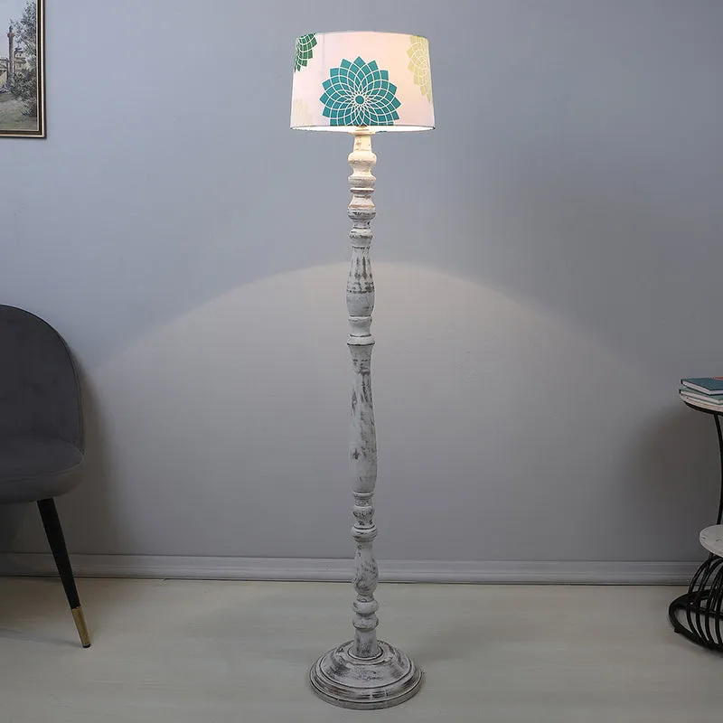 Akari Totem Printed Mango Wood Floor Lamp - White media 2