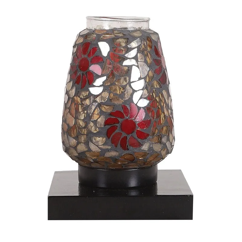 Glassira Mosaic Glass Table Lamp With Wooden Base - Multicolor media 5