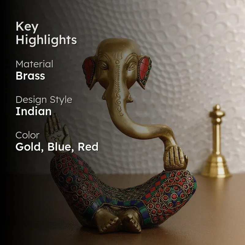 Mosaic Ganesha Harmony Brass Idol media 2