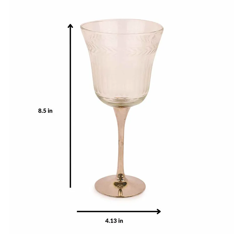 Sitarana Glass & Brass Goblet Wine Glass (Nickel/350 mL) - Set Of Two media 6