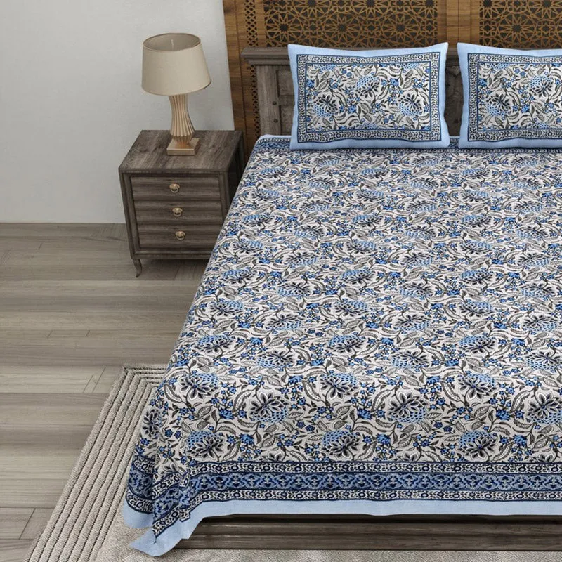 Shapeza Cotton Bedsheet (Blue) - 240 TC media 3