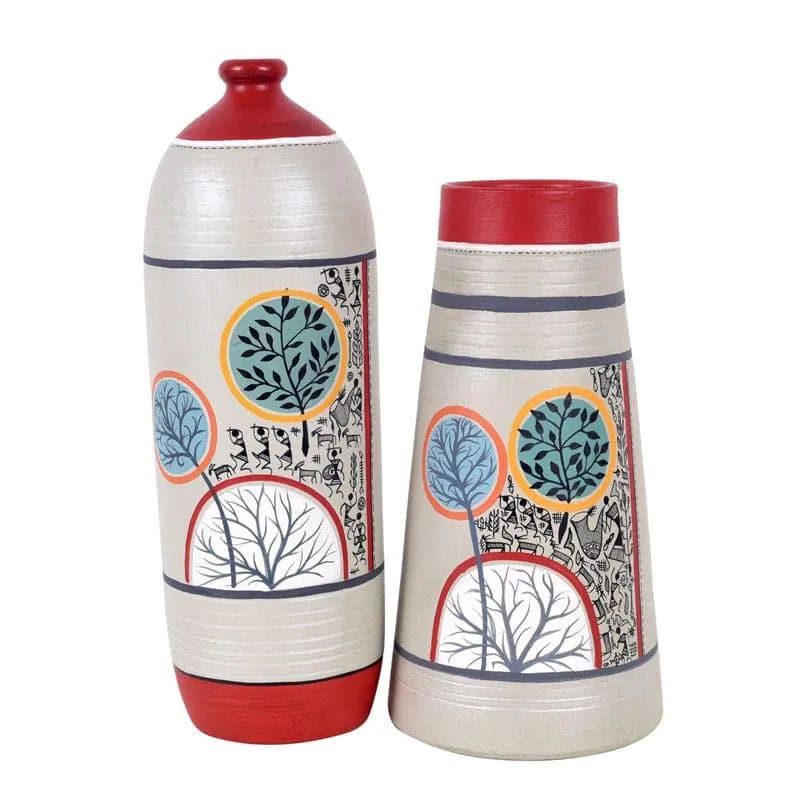 Thanga Tribal Terracotta Vase - Set Of Two media 3