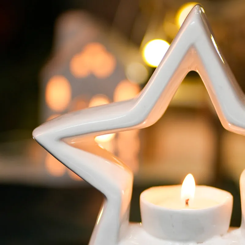 Wish Upon A Star Festive Ceramic Tea Light Holder media 4