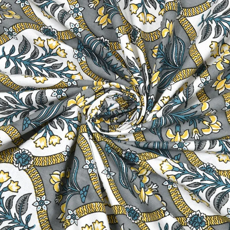 Nesty Cotton Bedsheet (Grey,Green) - 240 TC media 5