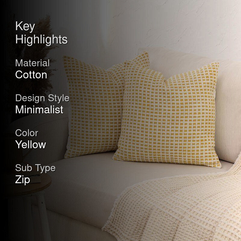 Girnar Cushion Cover (Yellow) - Set Of Two media 2