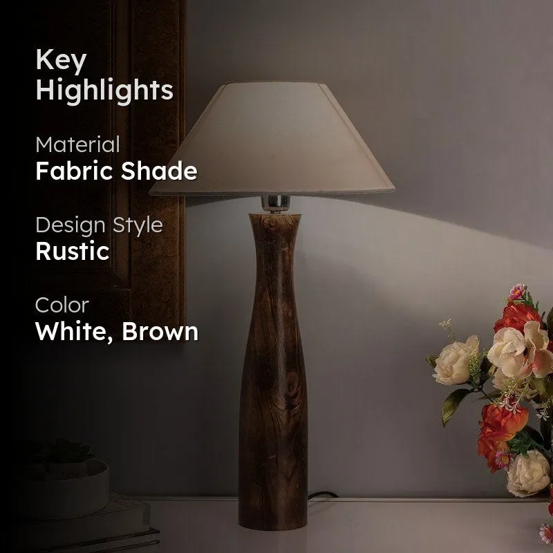 Harmony Glimpse Fabric Table Lamp With Conical Shade - White,Brown media 2