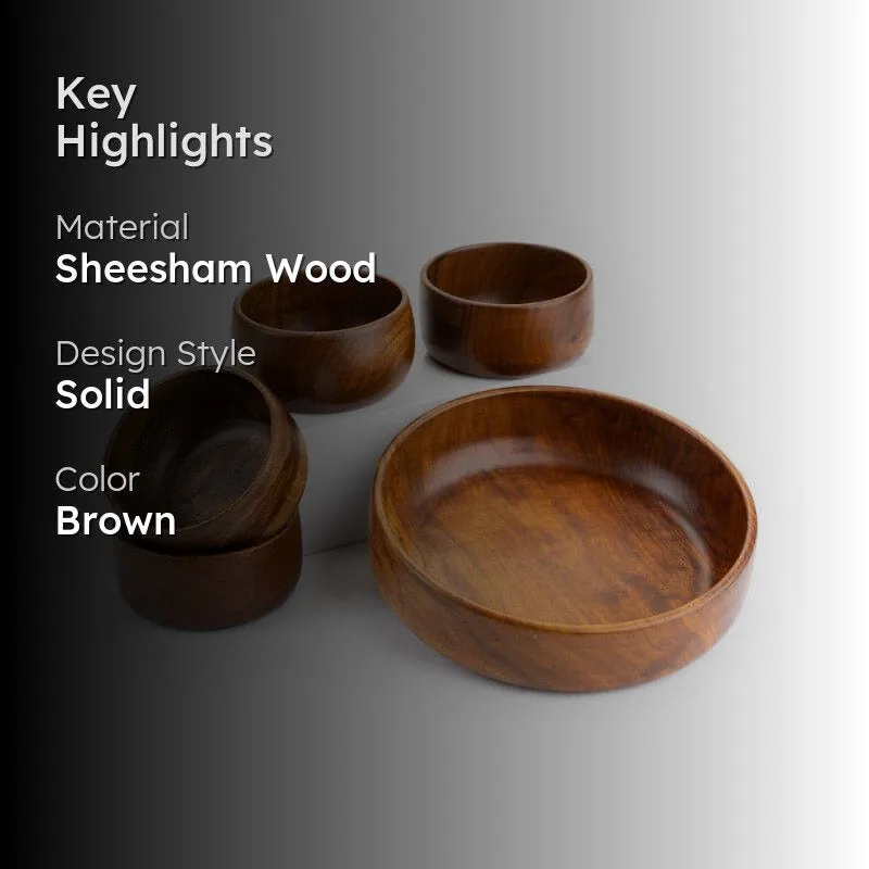 Lonara Wooden Bowl - Five Piece Set media 2