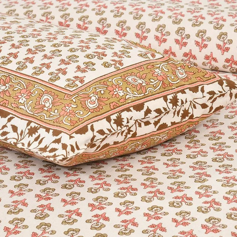Ginnia Printed Cotton Bedsheet (Orange) - 160 TC media 3